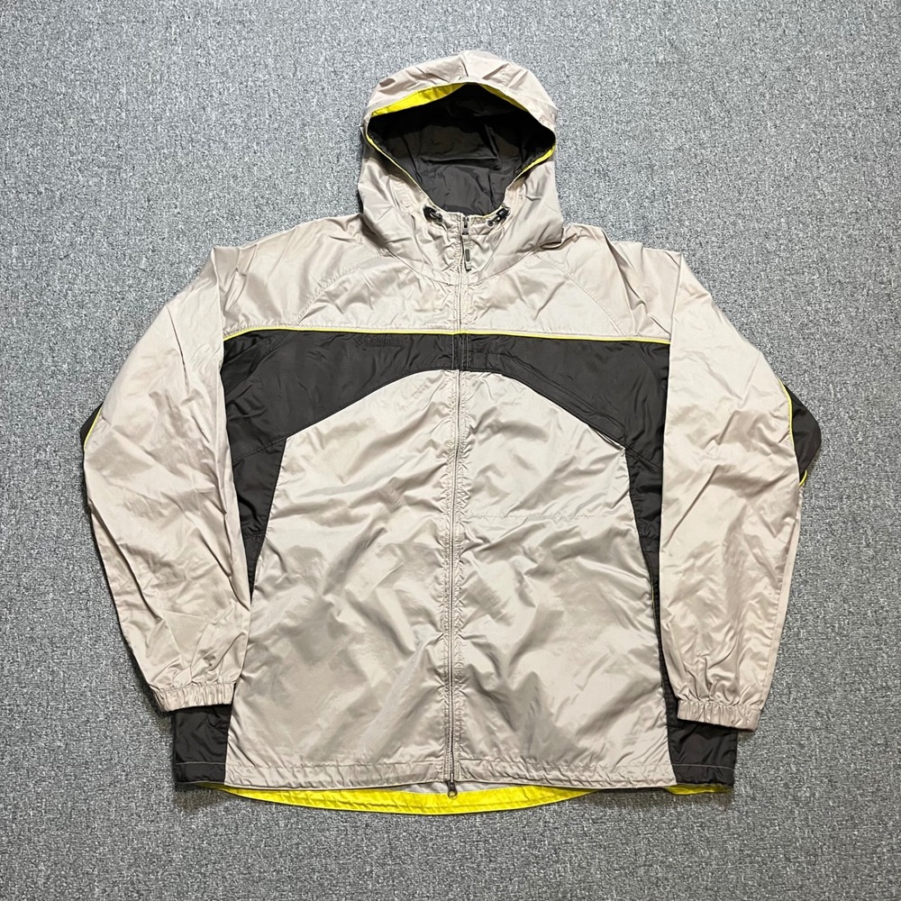 Columbia Windbreaker Jacket XXL‎ Tan Hooded Full Zip RM2125 Rain Coat